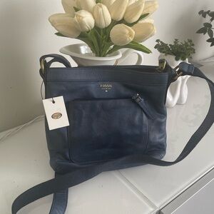 BNWT blue leather crossbody bag